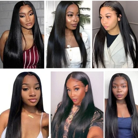 26inch Black Long Straight Lace Front Wig